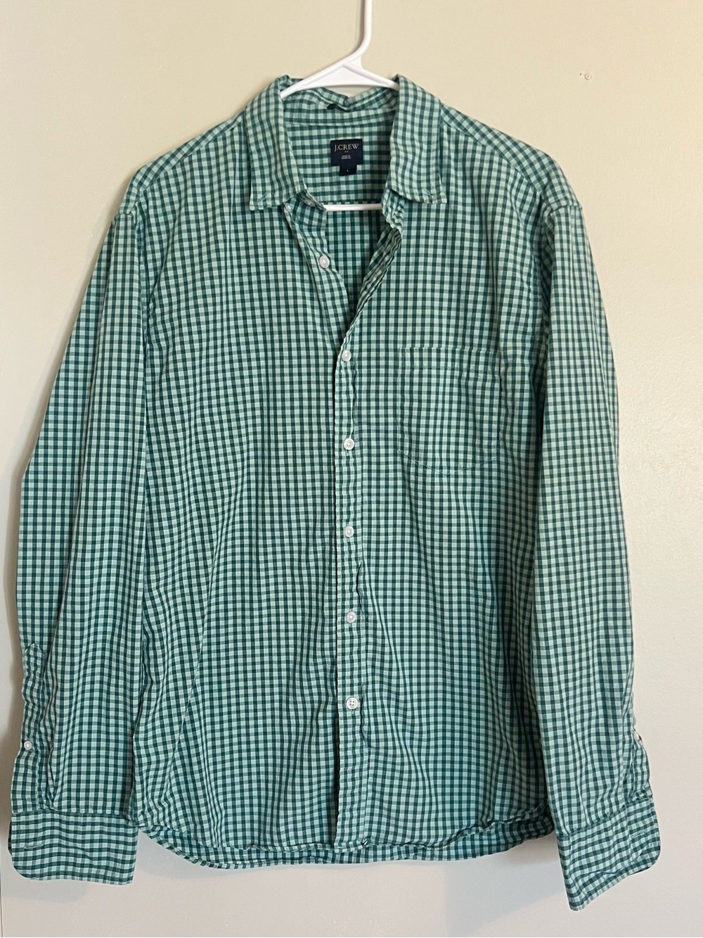 J. Crew Green Gingham Button-Down Shirt